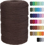 Cotton Macrame Cord 3mm 328yards Natural Colored Macrame Supplies, Soft Craft Cotton Rope for Plant Hanger Wall Hanger Dreamcatcher (Dark Brown)