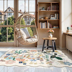 Washable 3x5 Entryway Area Rugs: Ultra Soft Floral Carpet for Kitchen Nursery Indoor Light-Weight Doormat Anti-Slip Elegance Rug for Living Room Bedroom Small Foldable Vintage Floor Mat(3x5,Cream)