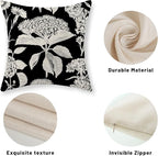 Black Pillow Covers 20x20 Inch Set of 2 Vintage Boho Floral Hydrangea Herbs Botanical Throw Pillows Outdoor Flower Decoration Pillowcase Linen Farmhouse Cushion Case Decorative for Couch Sofa