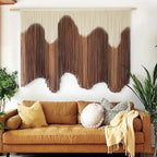 IOWER Macrame Wall Hanging Brown Dip-Dyed Large Handmade Macrame Cord Fiber Art Boho Wall Decor for Bedroom Living Room 57" W x 39" L