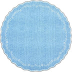 GarveeHome Round Area Rugs 6ft for Bedroom, Solid Blue Washable Circle Rug Soft Non Slip Floral Print Floor Mat Leaves Carpet Indoor Thin Rug for Living Room Dining Room Playroom Nursery