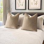MIULEE Pack of 2 Khaki Decorative Pillow Covers 16x16 Inch Soft Chenille Luxurious Couch Throw Pillows Farmhouse Cushion Covers with Elegant Design for Sofa Bedroom Living Room Home Decor