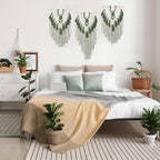 Fiwochic Large Boho Macrame Wall Hanging Wall Decor Bohemian Woven Handmade Tapestry with Tassel Artwork for Decorating Bedroom Living Room Apartment Nursery, 43 x 35 Inches(Green)