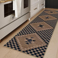 LIVEBOX Easy Jute Rug Runner for Hallway Non Slip, Washable Rug 2x8 for Kitchen, Black Checkered Long Hallway Rugs, Farmhouse Carpet Runner for Laundry Room Bedroom