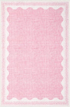 GarveeHome Door Mat Indoor Rugs for Entryway Small Rug 2x3 Washable Non-Slip Solid Pink Modern Minimalism Low-Pile Scalloped Throw Carpet for Girls Bedroom Kitchen Bathroom Entrance
