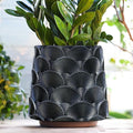 GUGUGO 8 Inch Pearl Black Scale Planter, Cute Unique Plant Pot with Drainage, Eclectic Colorful Small Flower Planters Pots for Indoor Plants, Rainbow Funny Succulent Gardening Pot Gifts