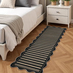 Striped Easy Jute Runner Rug, 2x6 Kitchen Rug Non Slip Washable Outdoor Runner for Entryway Indoor, Farmhouse Black Indoor Outdoor Carpet for Hallway Porch Laundry