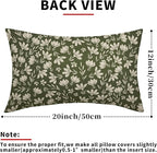 Olive Green Pillow Covers 12x20 Set of 2 Vintage Floral Rustic Old Style Cute Flower Print Rectangle Decorative Outdoor Pillowcases Seasonal Farmhouse Throw Cushion Case Couch Sofa Bed Decor