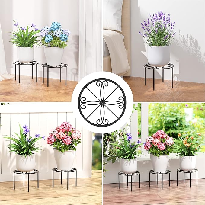 Plant Stand 1 PCS-10.2 IN Flower Pot Stand Plant Rack for Indoor and Outdoor Courtyard Gardens Black