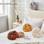 Uvvyui Knot Pillows, 14 Inch Decorative Throw Pillows Round Pillows Cushion, Soft Handmade Knotted Ball Pillow Plush Cushion Home Decor for Bed Couch Living Room (Dark Yellow, 14 Inch)