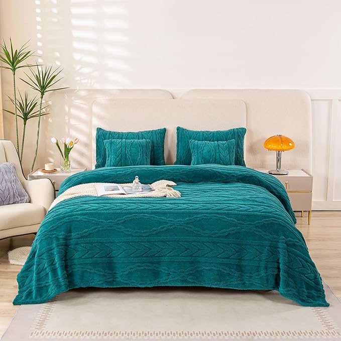 YUSOKI Twin XL Blanket Single Layer,Weight(3.1lb),370GMS-3D Stylish Design for Gift Home Decor (Teal,65"x90")