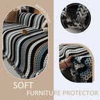 VClife Couch Cover for Sofa, Chenille Sofa Cover for Dog Modern Stripe Couch Cover for 2 Cushion Couch Sofa, Non Slip Furniture Protector Pet Couch Slipcover with Tassel, Black, 71''x118''