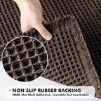 MIULEE Set of 2 Waffle Bathroom Rugs, Boho Bath Rugs Non Slip Washable, Super Absorbent Bath Mats, Ultra Soft Rubber Backed Shower Mats for Bathroom Floor, Tub and Shower, Chocolate, 18x30 Inch