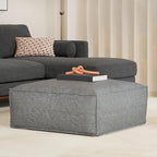 SIMPLIHOME Brody 30-inch Wide Large Square Coffee Table Pouf in Distressed Grey, Vegan Faux Leather Ottoman, Footrest, or Extra Seating for Living Room, Assembled