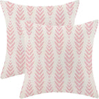 BETGINY Boho Pillow Covers 20 x 20 Inch Pack of 2, Pink Bohemian Ethnic Herringbone Pattern Decorative Throw Pillow Covers Vintage Linen Farmhouse Outdoor Pillowcase for Bedroom Home Sofa Decor