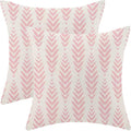 BETGINY Boho Pillow Covers 18 x 18 Inch Pack of 2, Pink Bohemian Ethnic Herringbone Pattern Decorative Throw Pillow Covers Vintage Linen Farmhouse Outdoor Pillowcase for Bedroom Home Sofa Decor