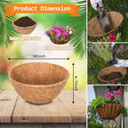 Riare 6 Pack 10 Inch Round Coco Liners Replacement, 100% Natural Coconut Coir Liners for Hanging Baskets, Garden Flower Vegetables Planter Pot, Window Box, Fence, Decks