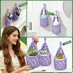 Macrame Wall Plant Hanger, Hanging Planter Basket Holder, Wall Planters for Indoor Plants, for Up to 4 Inch Pot (Purple, 4-Inch)