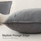 Foindtower Pack of 2, Decorative Linen Soild Throw Pillow Covers Soft Accent Cushion Case Boho Farmhouse Pillowcase for Chair Couch Sofa Bedroom Living Room Home Decor 22 x 22 Inch Grey