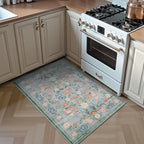AMOAMI Front Door Mat Indoor Entrance, 2x3 Machine Washable Floral Rugs for Entryway Rug Non Slip Ultra-Thin Soft Boho Small Area Rug Low Pile Throw Rugs for Entrance Kitchen Bathroom, Green