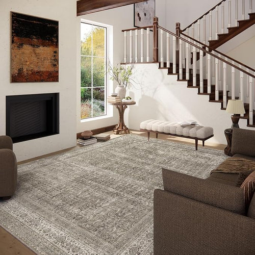 10x12 Area Rugs for Living Room: Bedroom Rug Washable Stain Resistant Non Slip Low Pile Soft Boho Large Area Rug for Kitchen Dining Room Under Table Nursery Farmhouse Home Office Indoor