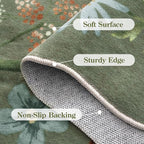 Lahome Floral Washable Runners for Hallways, 2x5 Kitchen Runner Ultra-Thin, Non-Slip Soft Hallway Rug Stain Resistant Boho Low-Pile Carpet for ‎Laundry Bathroom Bedroom Flore (2x5ft,Green)