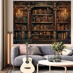Accnicc Vintage Bookshelf Tapestry Medieval Art Book Tapestries Wall Hanging Gothic Dark Academia Retro Library Backdrop Tapestry for Bedroom Living Room Dorm Study Classroom 90× 68 inch