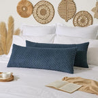 Kevin Textile 20x54 Inch Long Body Lumbar 1 Pack Boho Decorative Throw Pillow Cover Soft Striped Corduroy Rectangle Cushion Case Farmhouse Accent for Living Room Couch Sofa Bed, Blue