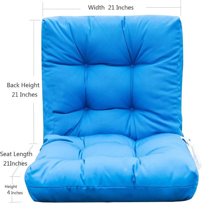 QILLOWAY Outdoor Seat/Back Chair Cushion Tufted Pillow, Spring/Summer Seasonal All Weather Replacement Cushions. (Marine Blue)