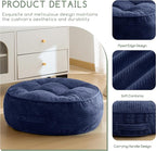 HIGOGOGO 8" Extra Thick Floor Pillow Cushion for Adults, Meditation Cushion Pillow, Large Round Floor Sitting, Tufted Corduroy Cover, for Tatami Living Room or Yoga, 22x22 Inch, 2Pack, Navy