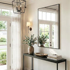 24''x36'' Matte Black Bathroom Mirror, Metal Framed Vanity Mirror for Wall Over Sink, Modern Farmhouse Rectangular Decor, Flush Mount, Vertical/Horizontal