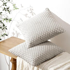 Softalker Throw Pillow Covers 20x20 Inch, Set of 2, Soft Corduroy Boho Stripe Decorative Pillow Cover, Couch Fluffy Pillow Cover for Farmhouse Home Decor Bed Living Room, Grey