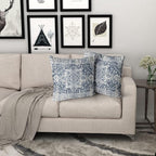 Navy Blue Grey Ethnic Boho Throw Pillow Covers 20x20 Inch Decorative Bohemian Carpet Pattern Vintage Gray Pillow Cases Rustic Cushion Covers Farmhouse Home Decor For Sofa Couch Outdoor Set of 2