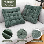 Meditation Floor Pillow Set of 2,Memory Foam Meditation Cushion for Adults Sitting, Large Square Thickened Seat Cushions for Yoga, Tatami Living Room (2, Dark Green)