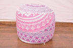 Indian Mandala Floor Pillow Ottoman Pouf Cover Bohemian Living Room Decor Cushion Cover Boho Cotton Meditation Pouf Cover Seating Throws Kids Bean Bag Case
