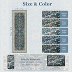 Farmhouse Entryway Rugs 2x6, Low Pile Kitchen Runners Washable Non Slip, Distressed Medallion Printed Carpet Runners for Hallway/Bathroom/Bedroom Bedside/Laundry Room, Deep Blue/Multi