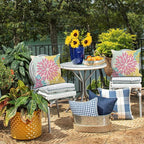 DFXSZ Pink Yellow Blue Flower Pillow Covers 18x18 Inch Set of 2 Outdoor Throw Pillows Outdoor Waterproof Decor for Living Room Sofa Patio Funiture Garden Floral Polyester Pillow Covers 012A18