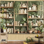 Accnicc Green Plant Bookshelf Tapestry Botanical Bookshelf Tapestries Wall Hanging Modern Potted Plants Bookshelf Backdrop Extra Large Tapestry for Bedroom Living Room Dorm 90 x 68 inch