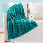 MIULEE Fleece Blanket, Durable Plush Fuzzy Extra Soft Warm Cozy Teal Blue Striped Flannel Throw Blanket for Couch Sofa Bed 30"x40", Turquoise
