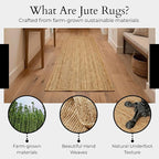 Jute Rug 2x6 Natural Runner Rug with Non-Slip Backing, Low-Profile Farmhouse Hallway Runner, Kithen Rug or Entryway Mat, Eco-Friendly 2x6 Runner for Boho Decor