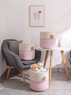 voten Cube Storage Baksets Bins 11x11’’ Fit 12x12’’ Organizer Bookcases Shelving,Stylish&Durable Woven Cotton Basket Containers for Organizing 3-Pack Off White/Mixed Pink