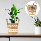 Happyyami Woven Seagrass Plant Basket Planter for Indoor Plants, Large Handwoven Straw Planter with Liner, Floor Storage Basket for Home and Garden Decor
