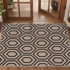 Tangsoo Easy Jute Rug 2x3 Outdoor Rug,Washable Non-Slip Small Rug for Entryway,Neutral Geometric Thin Indoor Carpet Farmhouse Small Throw Mat for Kitchen Bedroom Entry Front Door