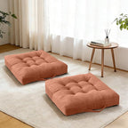 Floor Cushion Pink 18x18 Inch Floor Sitting Cushions 2-Pack, Tufted Corduroy Chair Pads with Handle, Machine Washable for Tatami Living Room Kitchen Seats