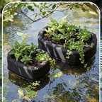 2 Pcs Floating Pond Planter Woven Fabric Floating Planters for Ponds Hydroponics Ponds Water Features and Decorations (Oval,9 Inches/ 5.5 Inches)