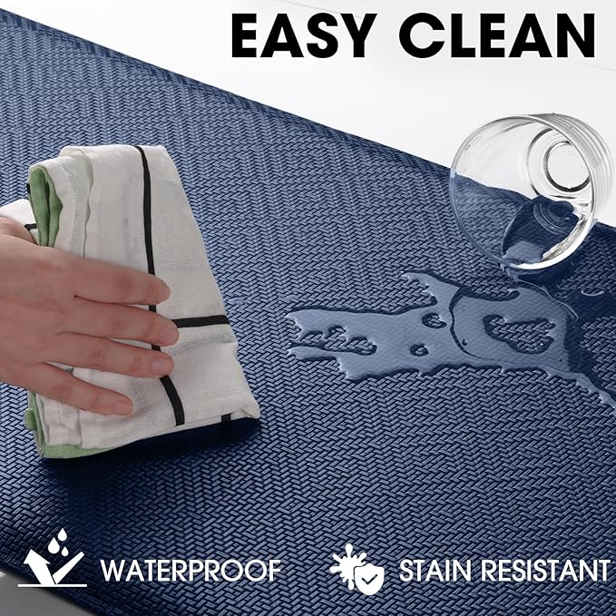 Mattitude Kitchen Mat Cushioned Anti-Fatigue Floor Mat Water Resistant Non-Slip Mats and Rugs Standing and Comfort Desk Mats for House Sink Office Laundry (Blue, 17.3"x39")