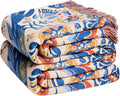 Boho Throw Blanket - 100% Cotton Ultra Soft Muslin Spring Blanket, 60"x80" Lightweight Floral Bird Framhouse Bedding Blanket for Bed, All Season Blue Bohemian Bedroom Home Decor Quilt