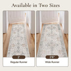 GENIMO Runner Rug 2'6"x6 Machine Washable Non Slip Vintage Hallway Runner Rug, Low Pile Lightweight Rugs for Indoor Entryway, Hallway, Kitchen and Corridor, Light Taupe Brown