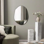 Delma Irregular Wall Mirror, 24"x18" Compact Asymmetrical Cloud Shape, Frameless Decorative Mirror for Bathroom, Bedroom & Hallway, Modern Boho Wall-Mounted