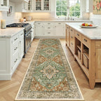 Area Rugs 2'x8' Runner Rug Non Slip Washable for Kitchen Hallway Bedroom Beside Laundry Room Bathroom Rug, Floor Carpet, Brick Red Rust Neutral Brown Burnt Orange Green